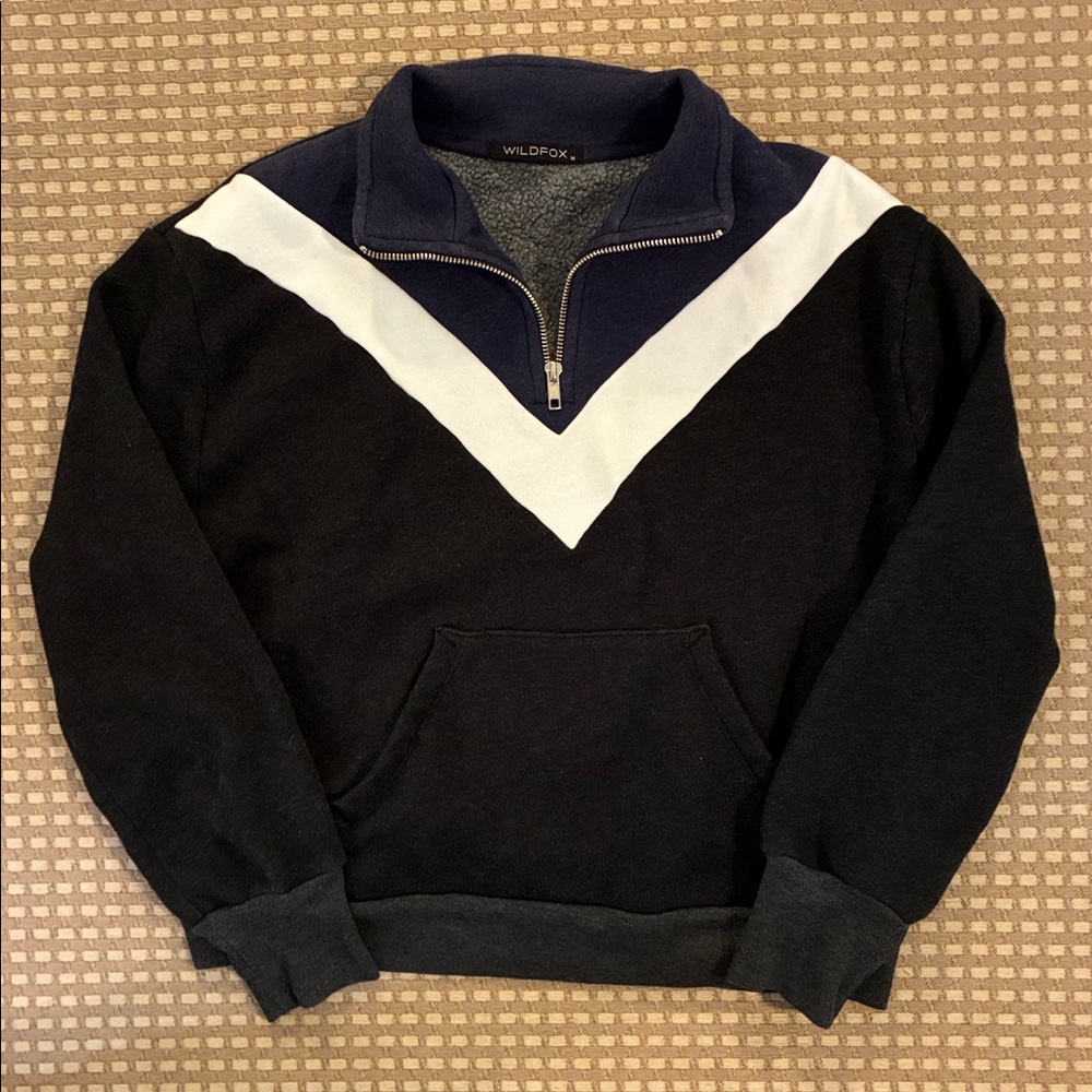 Wildfox Black and White Zip-Up Sweater